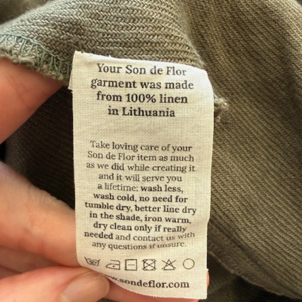Son de Flor Olive Green Twill Linen Skirt - Picture 3 of 10